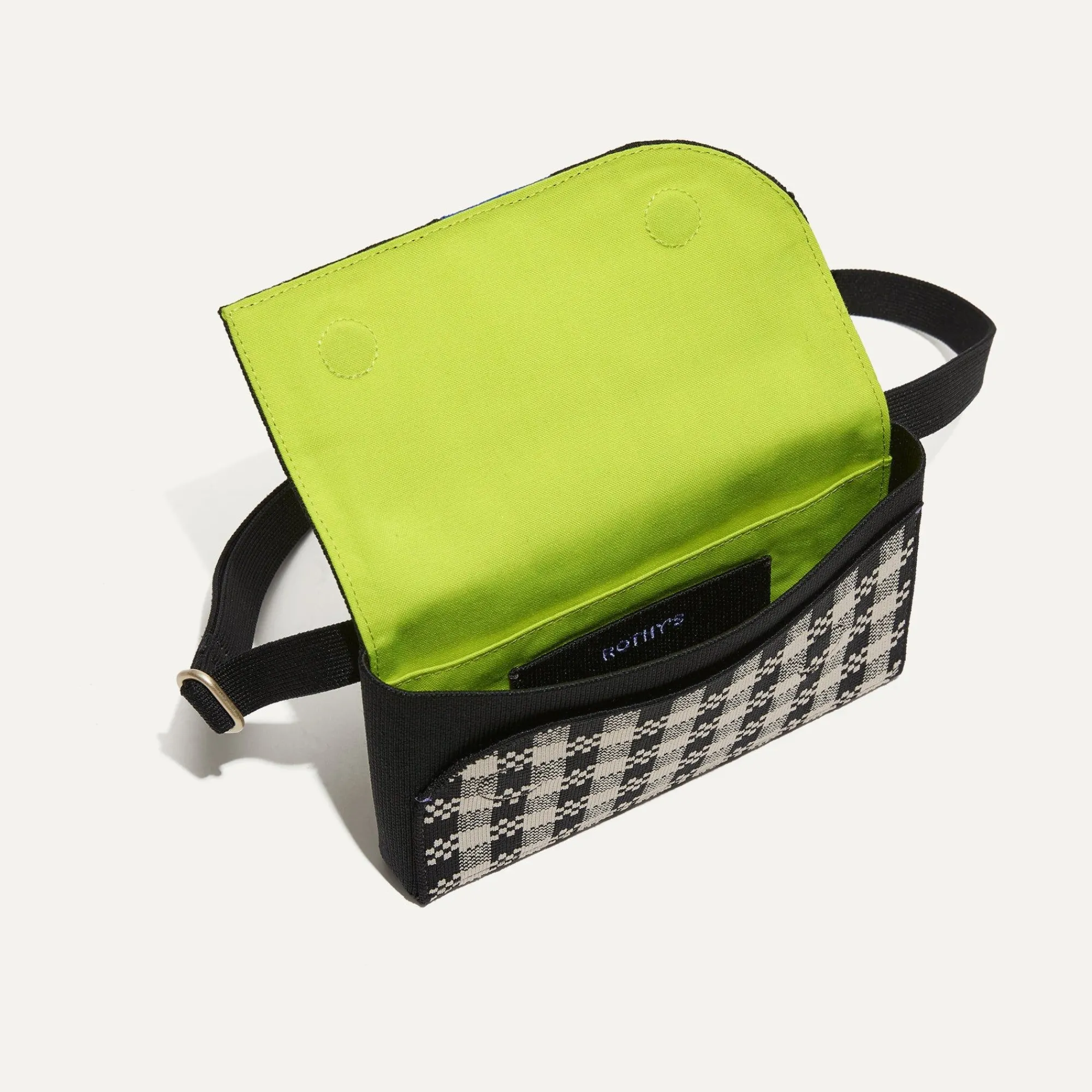Rothy's Crossbody & Belt Bags^The Belt Bag Black And Canvas Gingham