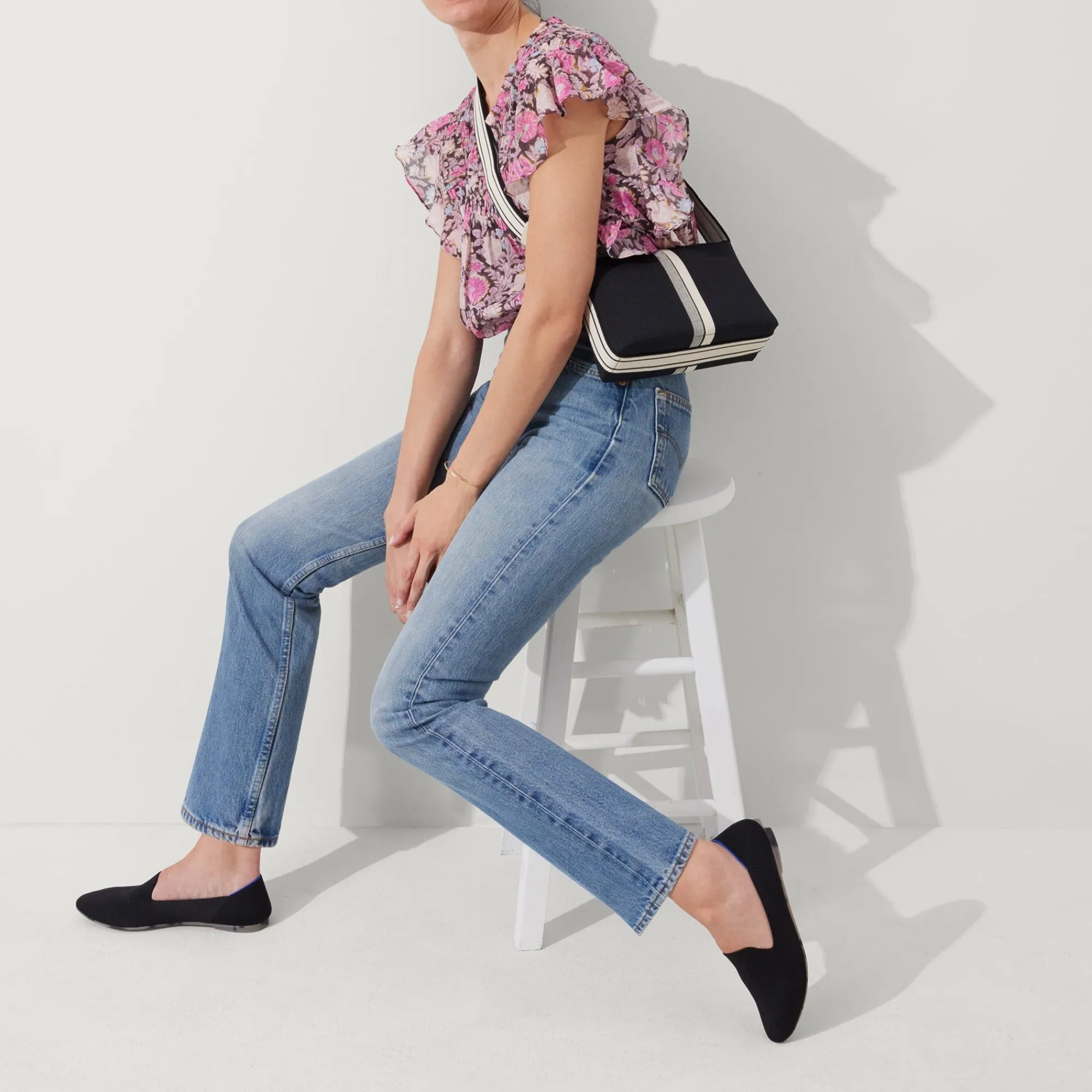 Rothy's Crossbody & Belt Bags^The Casual Crossbody Black And Ivory Stripe