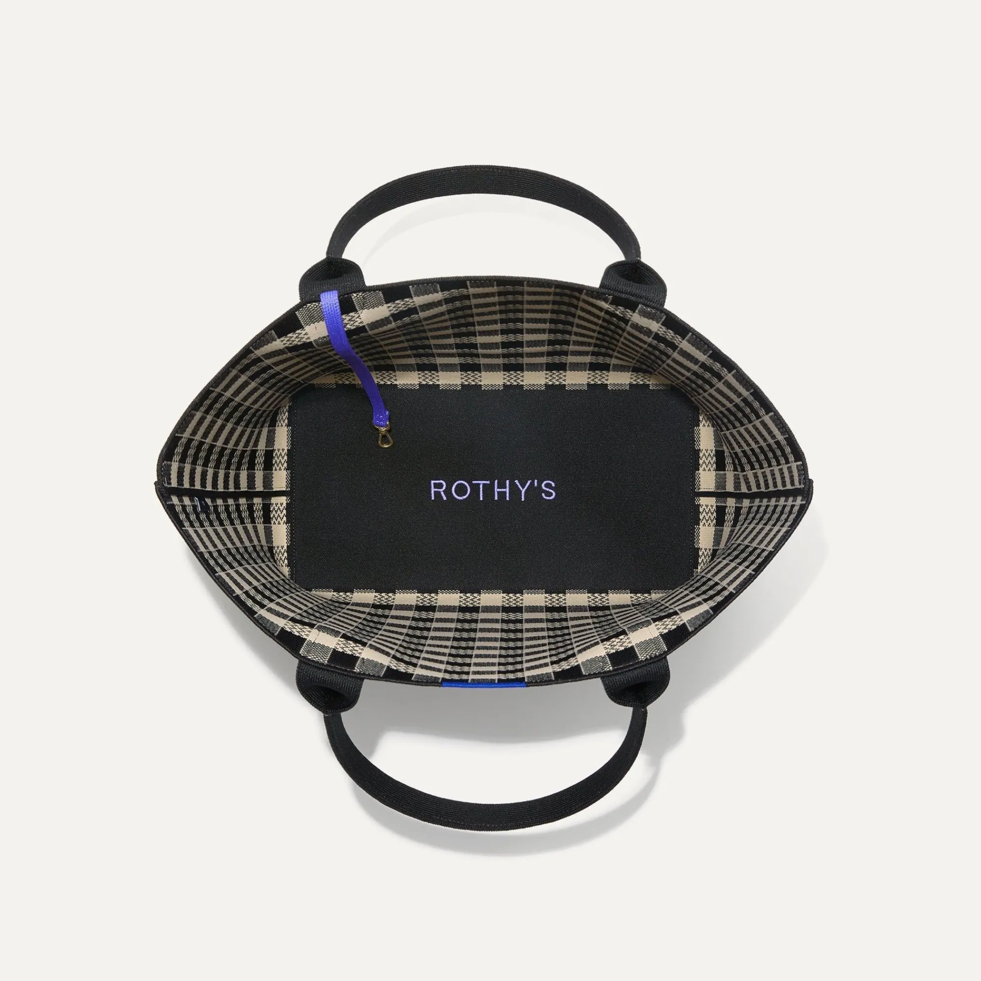 Rothy's Totes^The Lightweight Tote Black And Canvas Gingham