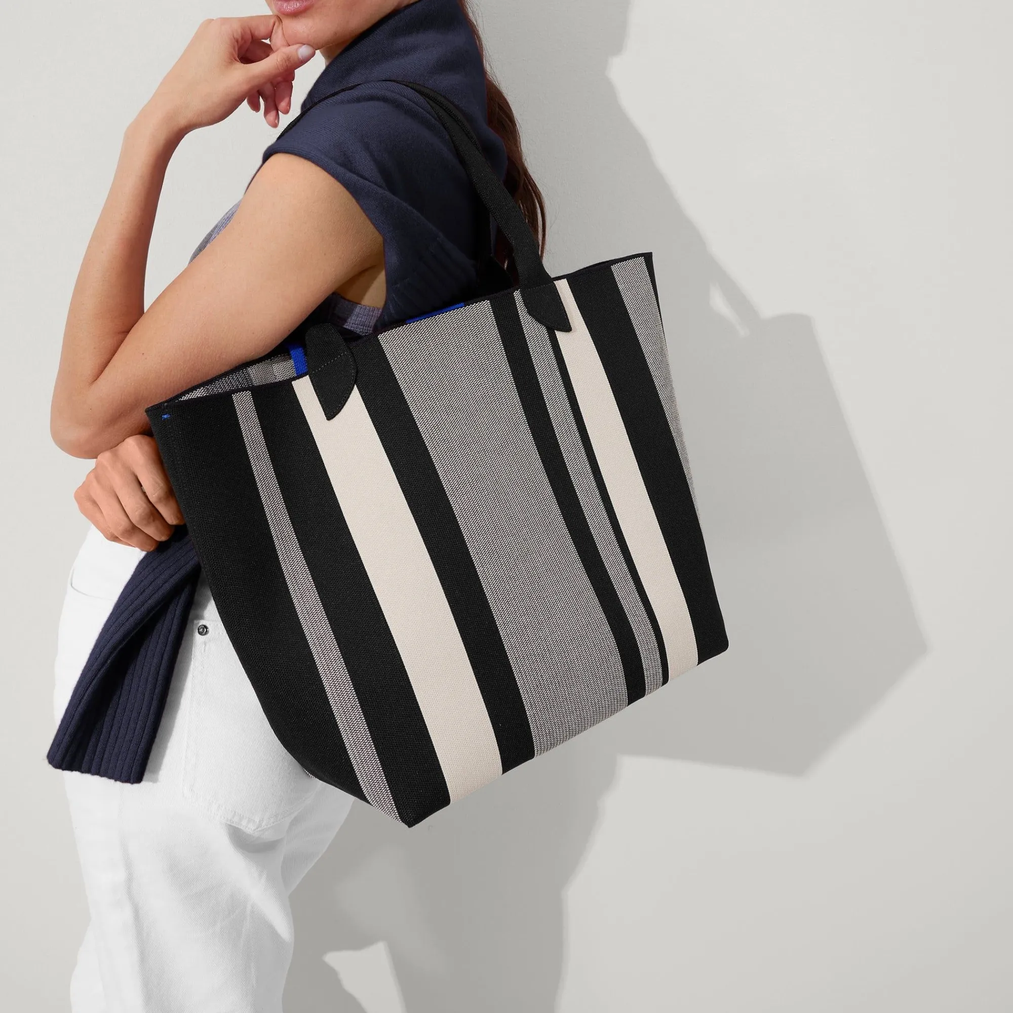 Rothy's Totes^The Lightweight Tote Ivory Rugby Stripe