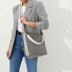 Rothy's Handbags^The Mini Zip Bucket Black And Ivory Grid