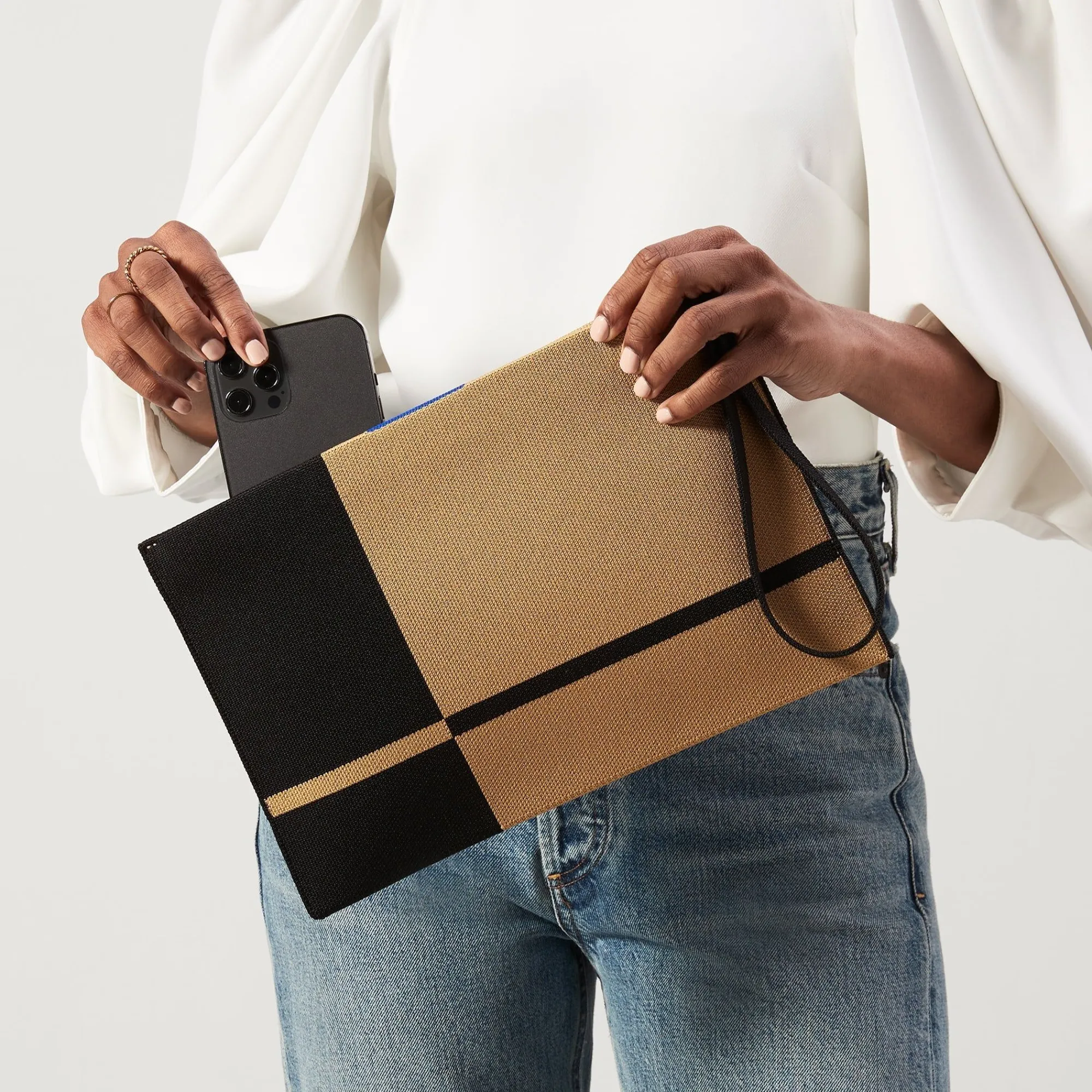 Rothy's Clutches & Pouches^The Wristlet Camel And Black